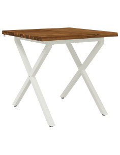 80 x 80 x 75 cm Legno di Acacia Massello Naturale e Bianco 2