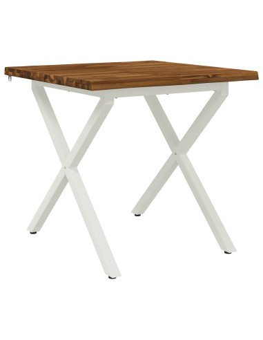 80 x 80 x 75 cm Legno di Acacia Massello Naturale e Bianco