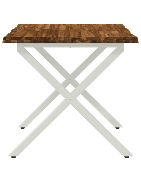 80 x 80 x 75 cm Legno di Acacia Massello Naturale e Bianco
