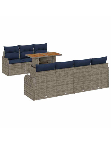 Set Divano da Giardino 8 pz grigio e blu navy