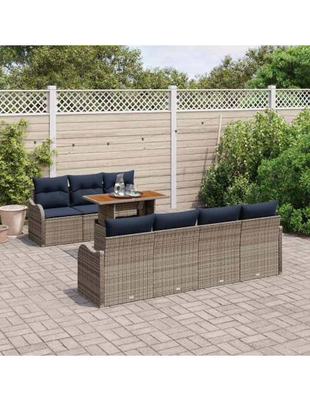 Set Divano da Giardino 8 pz grigio e blu navy