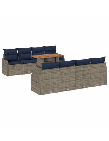 Set Divano da Giardino 7 pz grigio e blu navy
