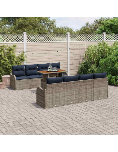Set Divano da Giardino 7 pz grigio e blu navy