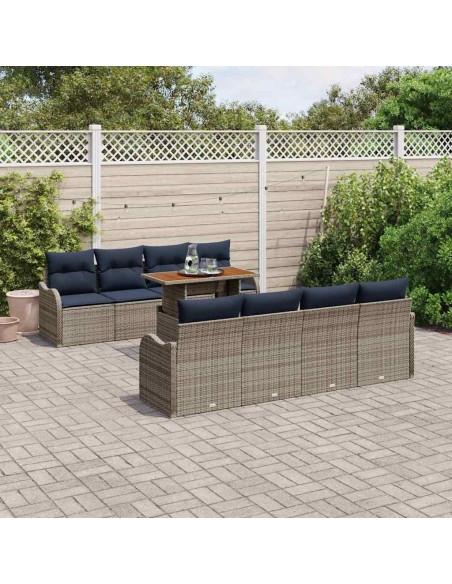 Set Divano da Giardino 7 pz grigio e blu navy