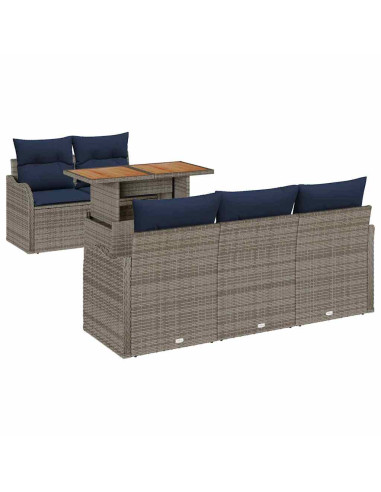 Set Divano da Giardino 6 pz grigio e blu navy