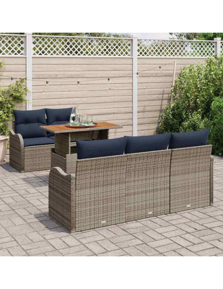 Set Divano da Giardino 6 pz grigio e blu navy