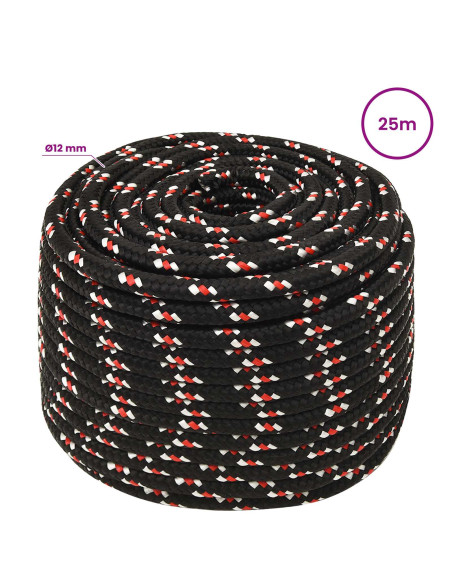Corda multiuso 12 mm 25 m Nero e Rosso PP 930 kg Carico massimo