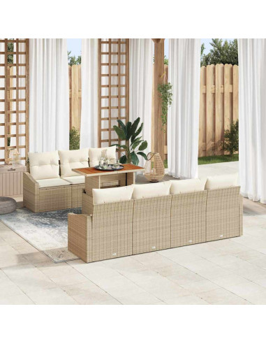 Set Divano da Giardino 8 pz Beige e Crema