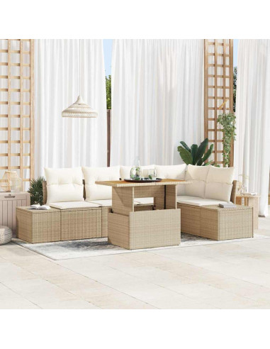 Set Divano da Giardino 6 pz Beige polyrattan