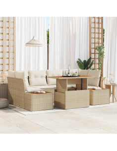 Set Divano da Giardino 9 pz Beige e Crema