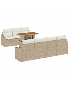 Set Divano da Giardino 8 pz Beige e Crema 2