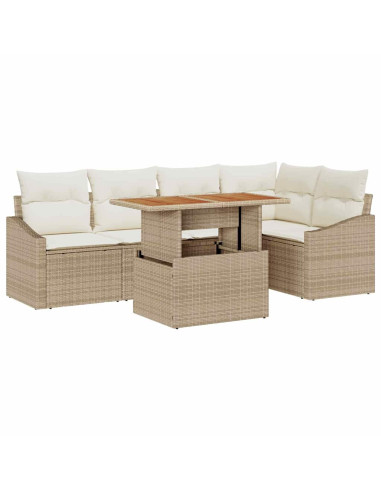 Set Divano da Giardino 6 pz Beige e Crema