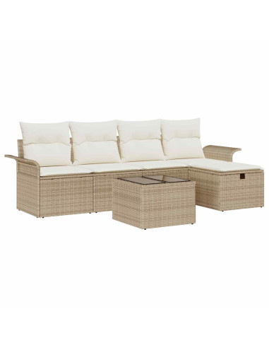 Set Divano da Giardino 6 pz Beige e Crema polyrattan