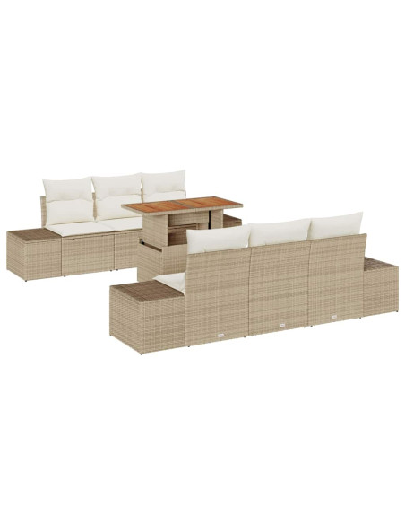 Set Divano da Giardino 7 pz Beige polyrattan