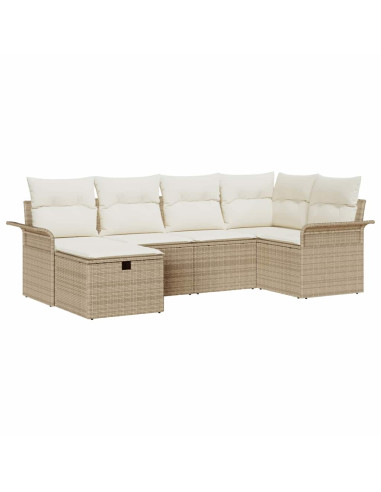 Set Divano da Giardino 6 pz Beige e Crema polyrattan