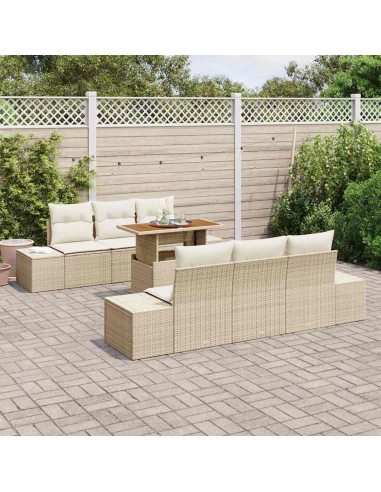 Set Divano da Giardino 7 pz Beige polyrattan