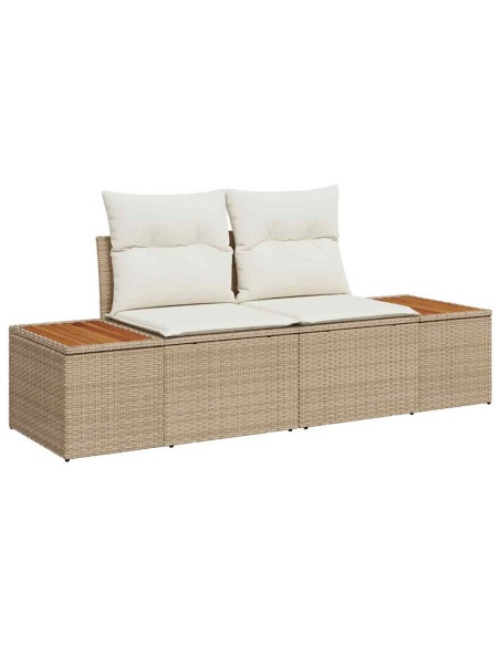 Set Divano da Giardino 7 pz Beige polyrattan