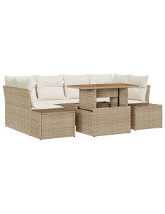 Set Divano da Giardino 7 pz Beige polyrattan 2