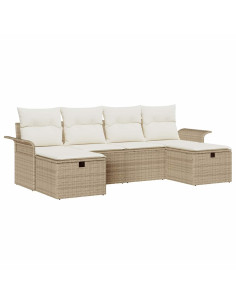Set Divano da Giardino 6 pz Beige e Crema polyrattan 2