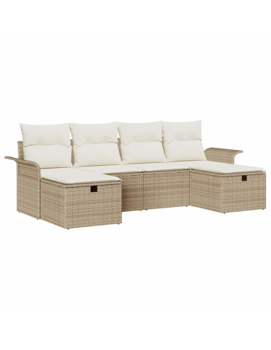 Set Divano da Giardino 6 pz Beige e Crema polyrattan