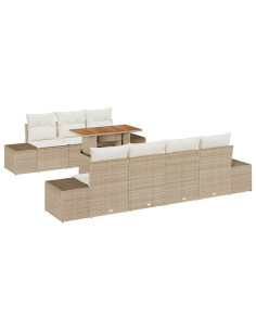 Set Divano da Giardino 8 pz Beige polyrattan 2