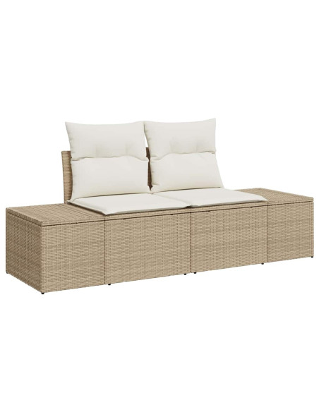 Set Divano da Giardino 8 pz Beige polyrattan