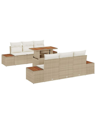 Set Divano da Giardino 7 pz Beige e Crema