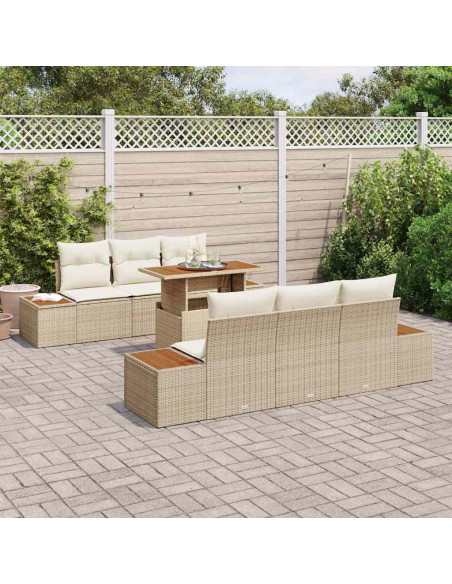 Set Divano da Giardino 7 pz Beige e Crema