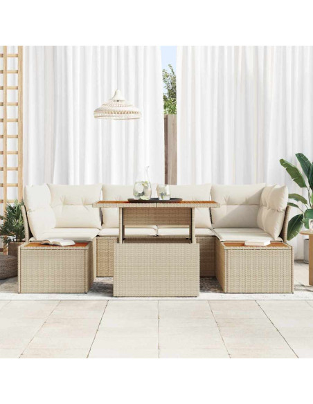 Set Divano da Giardino 9 pz Beige e Crema
