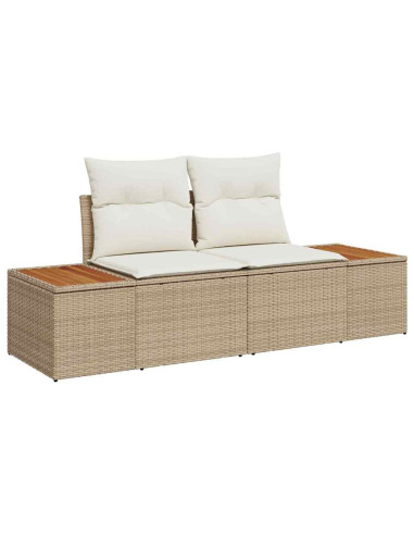 Set Divano da Giardino 9 pz Beige e Crema