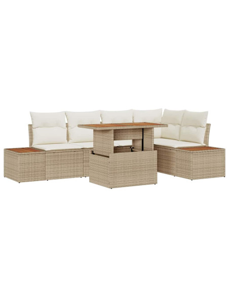 Set Divano da Giardino 6 pz Beige polyrattan