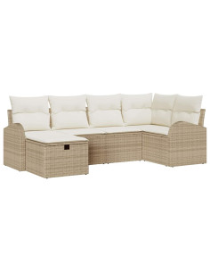 Set di divani 6 pz Beige e Crema polyrattan 2
