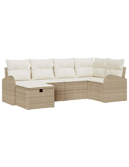 Set di divani 6 pz Beige e Crema polyrattan