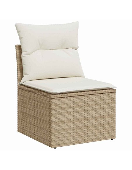 Set di divani 7 pz Beige e Crema polyrattan