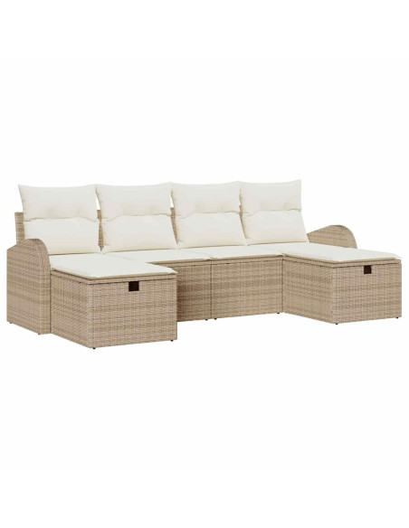 Set di divani 6 pz Beige e Crema polyrattan