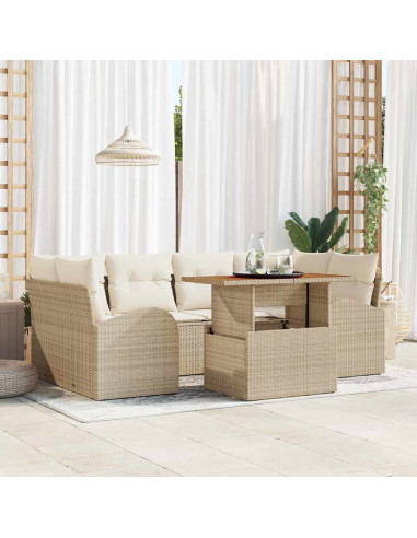 Set Divano da Giardino 7 pz beige e panna