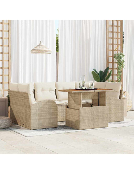 Set Divano da Giardino 7 pz beige e panna
