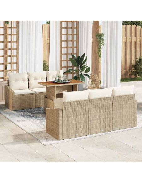 Set Divano da Giardino 7 pz Beige e Crema