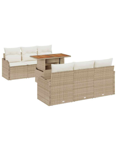 Set Divano da Giardino 7 pz Beige e Crema polyrattan