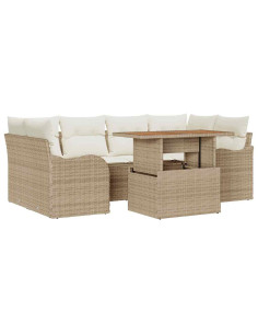 Set Divano da Giardino 7 pz beige e panna 2
