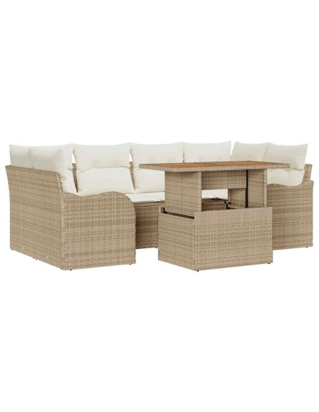 Set Divano da Giardino 7 pz beige e panna