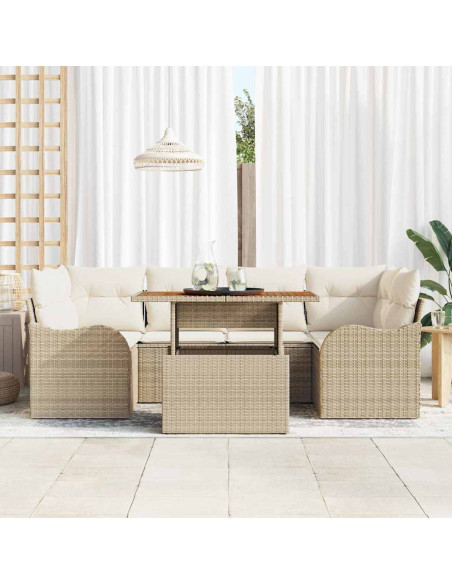 Set Divano da Giardino 7 pz beige e panna