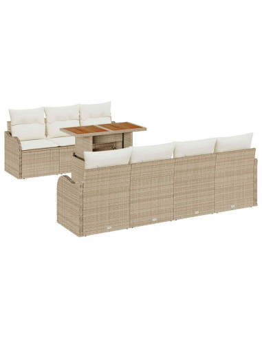 Set Divano da Giardino 8 pz beige e panna