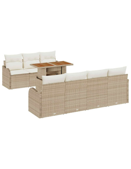 Set Divano da Giardino 8 pz beige e panna