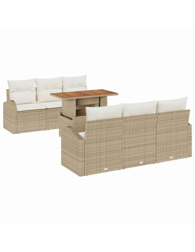 Set Divano da Giardino 7 pz beige e panna