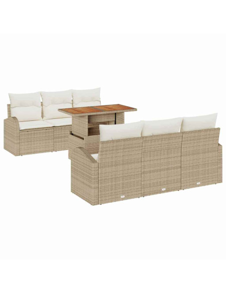 Set Divano da Giardino 7 pz beige e panna