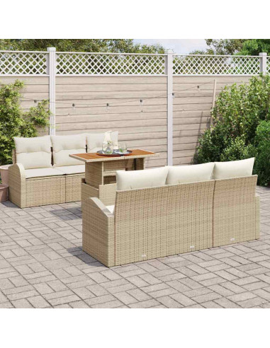 Set Divano da Giardino 7 pz beige e panna