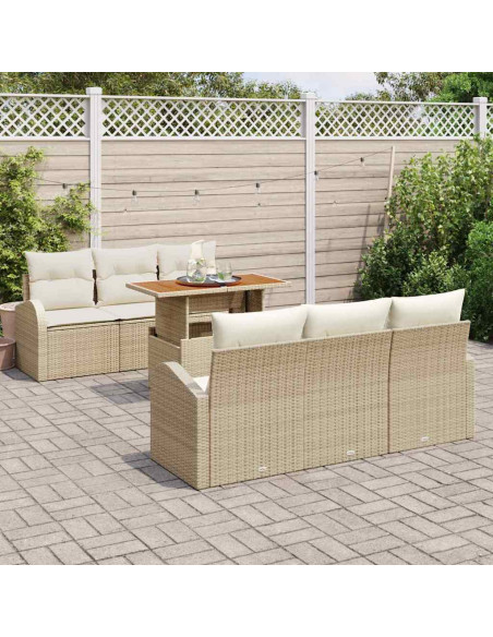 Set Divano da Giardino 7 pz beige e panna