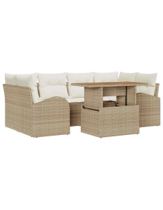 Set Divano da Giardino 7 pz beige e panna 2