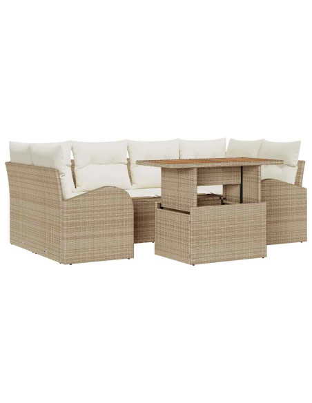 Set Divano da Giardino 7 pz beige e panna
